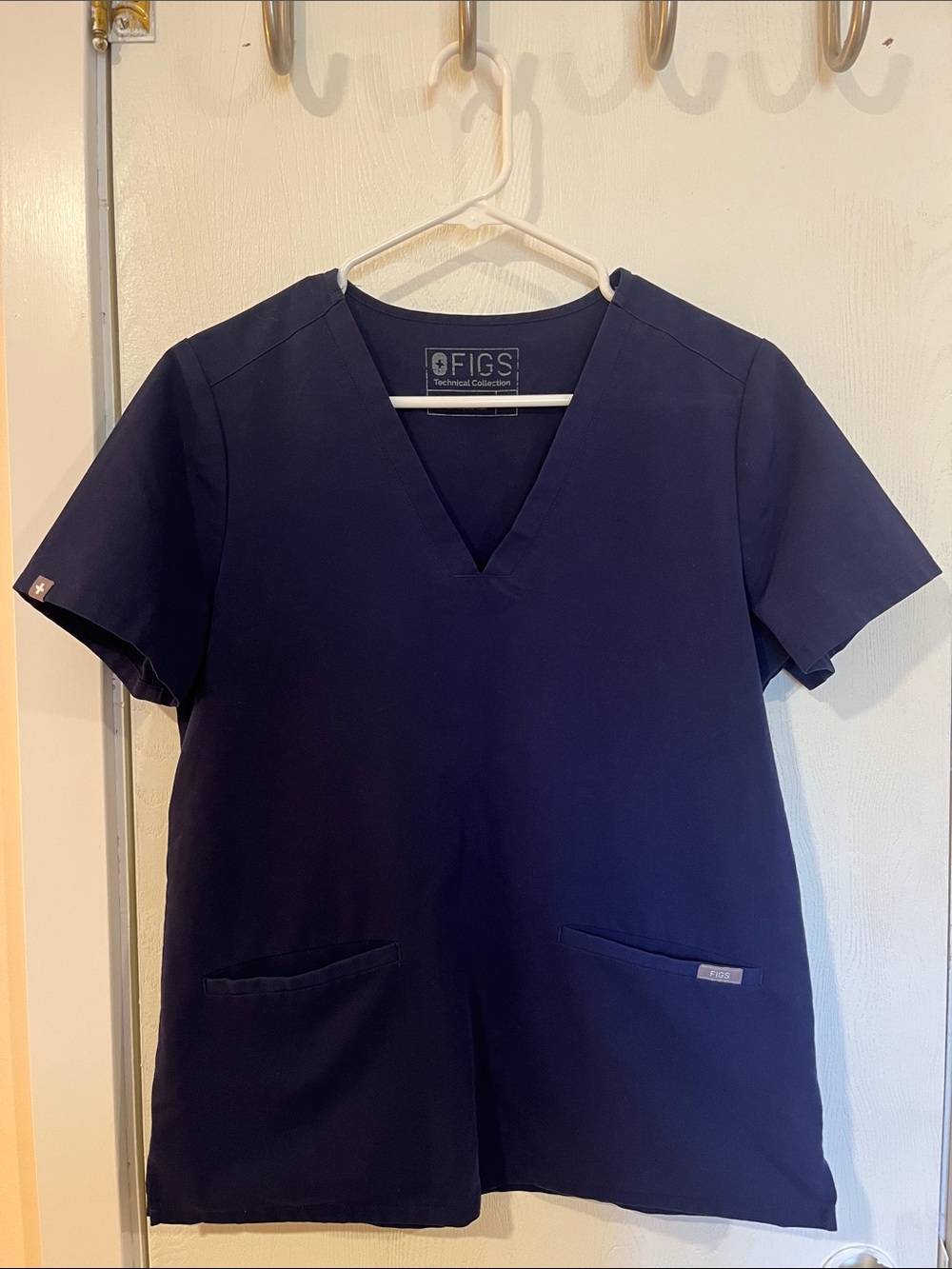 Figs Navy Short-Sleeve V-Neck Scrub Top